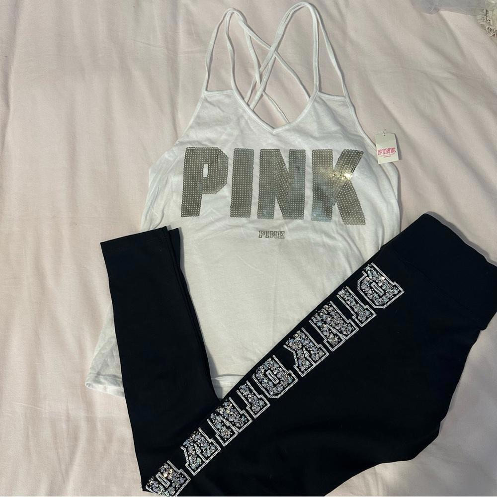 PINK Victoria’s Secret Bling Tank Top and leggings set - Picture 3 of 8